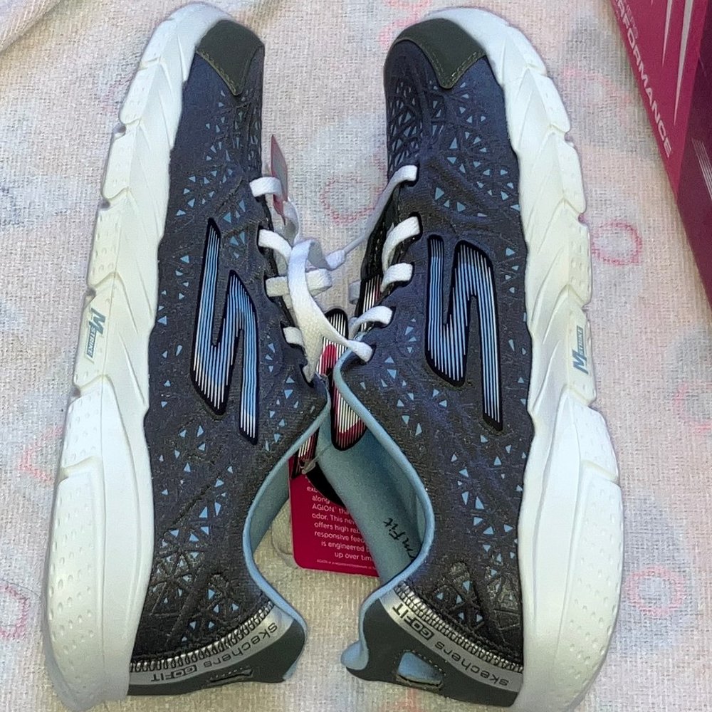 Sketchers GOFIT 2 Go Fit Presto Memory Foam Sneakers Shoes 8.5 Charcoal/Blue - Picture 14 of 16